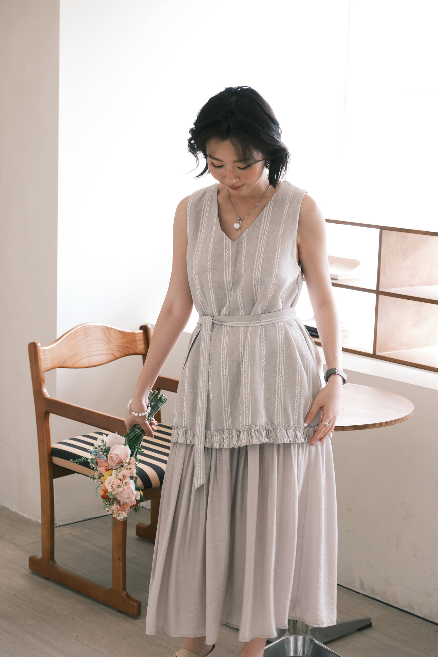 Émilie Layered Dress in Grey