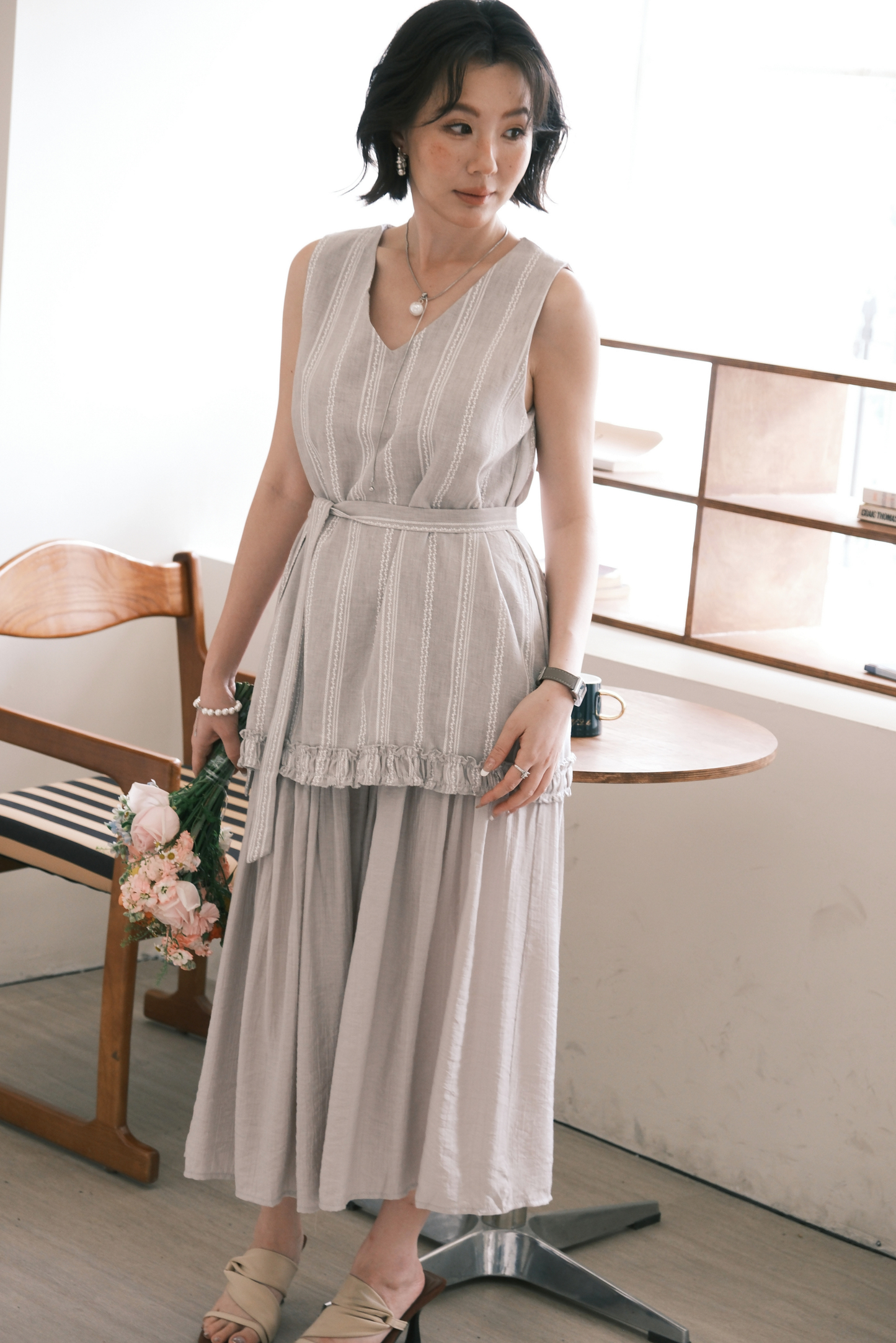 Émilie Layered Dress in Grey