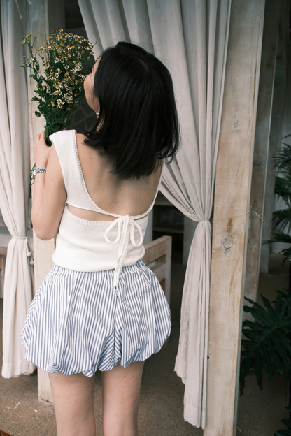 Zélie Striped Balloon Shorts in Black