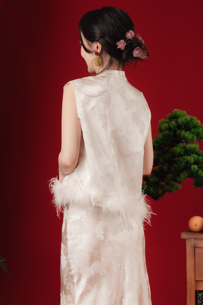Celeste Feather-Trace Brocade Cheongsam Set