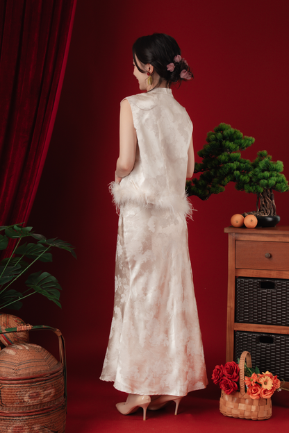 Celeste Feather-Trace Brocade Cheongsam Set