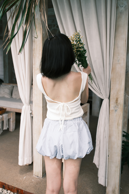 Zélie Striped Balloon Shorts in Black
