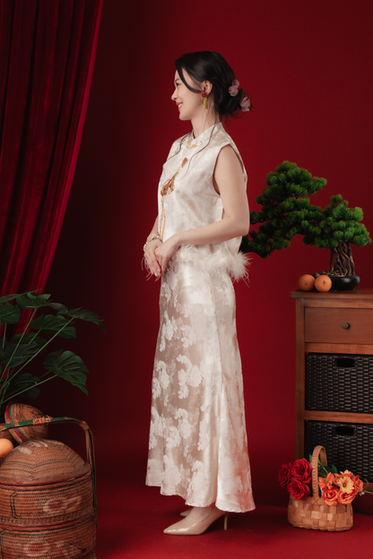 Celeste Feather-Trace Brocade Cheongsam Set