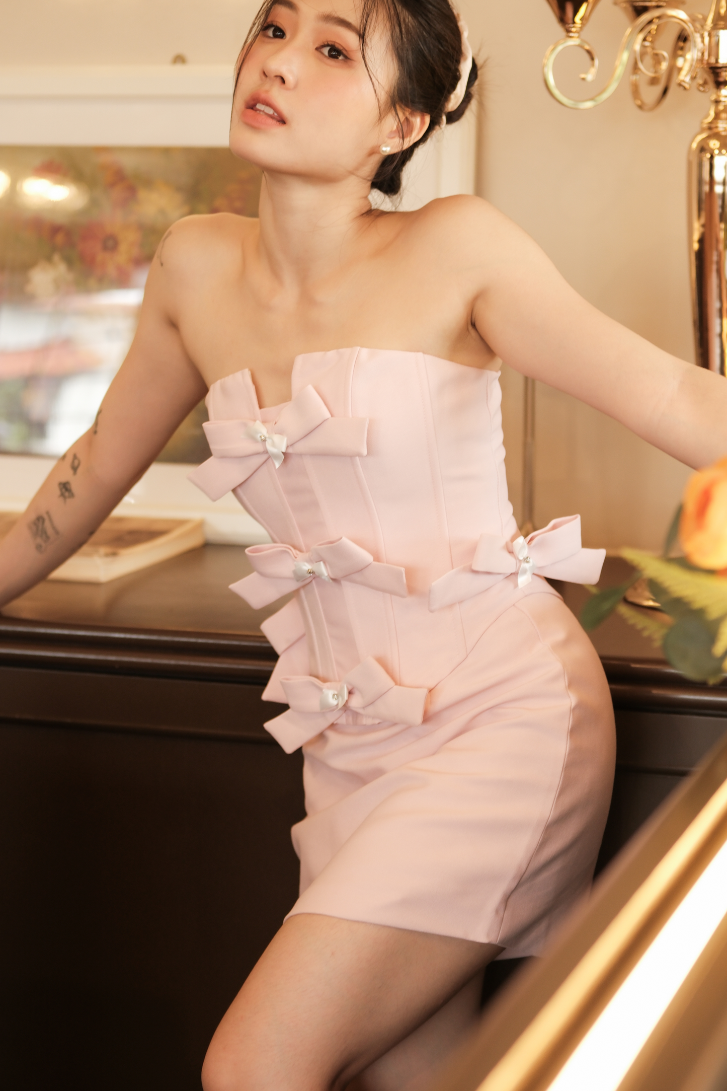 Rosalie Bow-Embellished Two-Piece Set