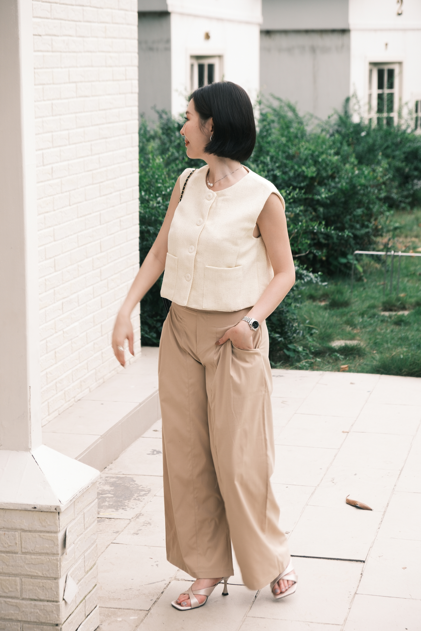 Lila Textured Button-Front Vest