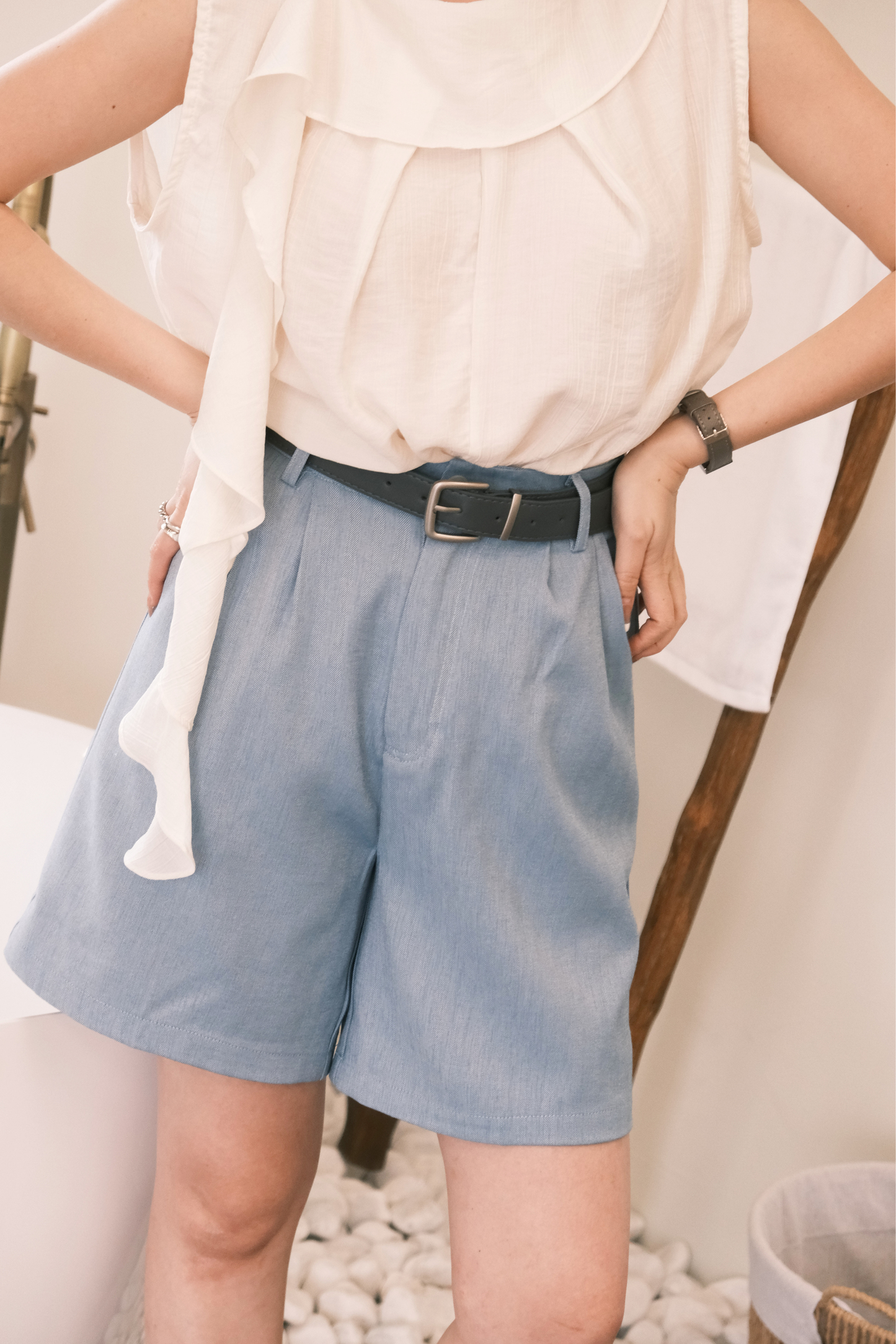 Skye Tailored Shorts in Blue