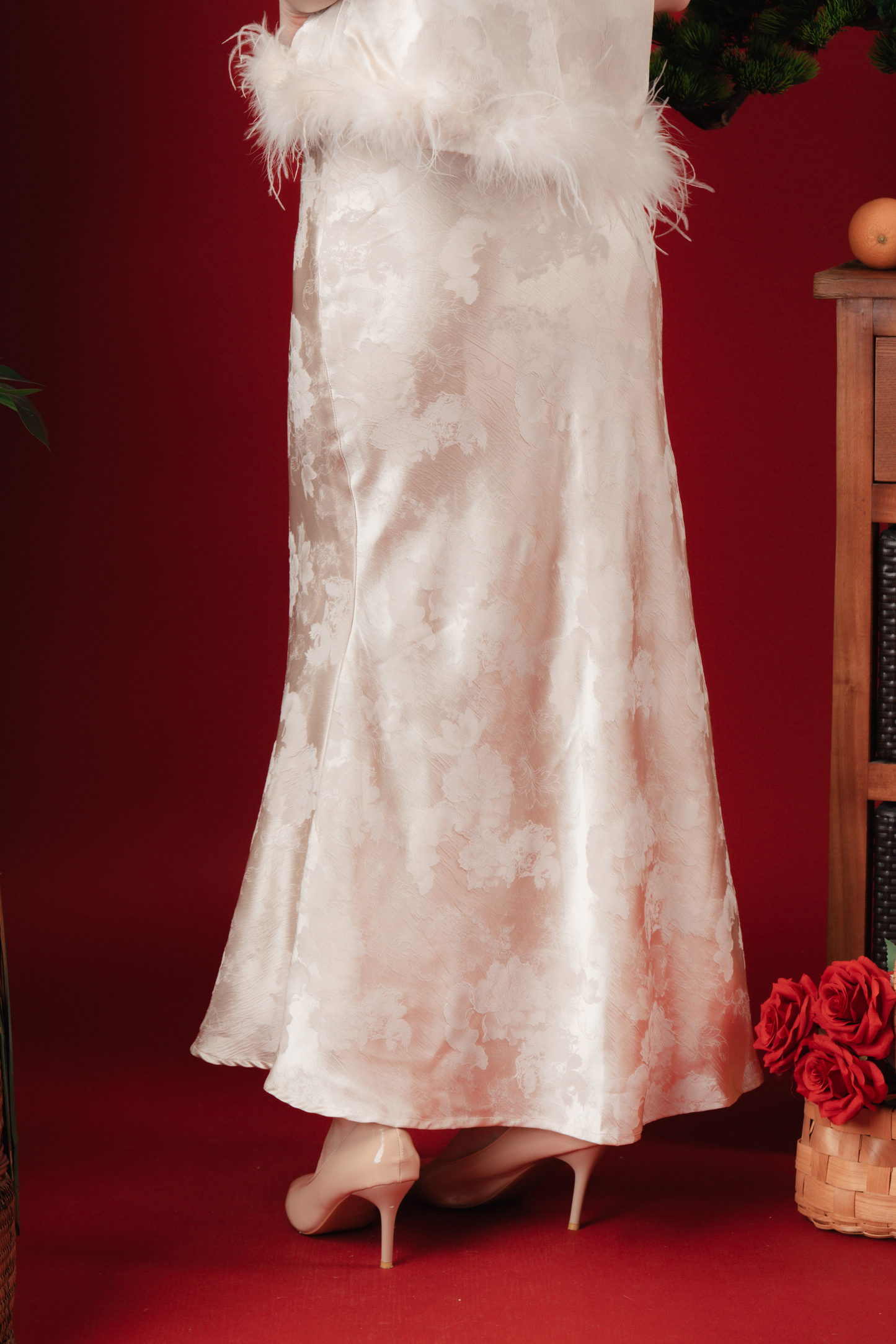 Celeste Feather-Trace Brocade Cheongsam Set