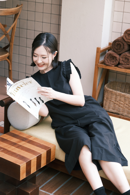 Camille Ruffle Wide-Leg Jumpsuit In Black