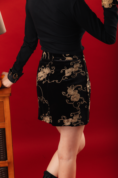 Lyra Oriental Embroidered Top/Gold Embroidered Skirt (In-Stock)