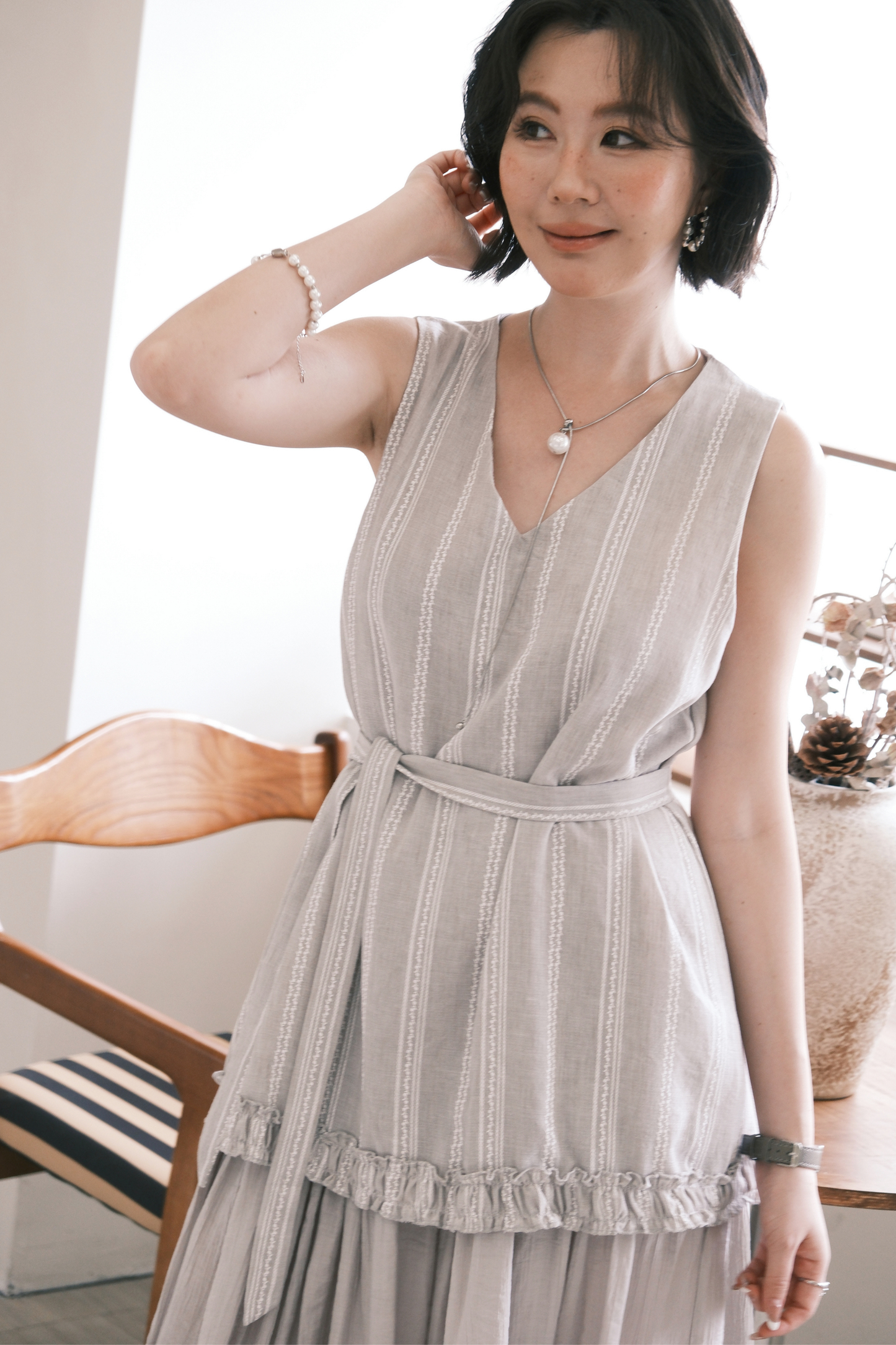 Émilie Layered Dress in Grey