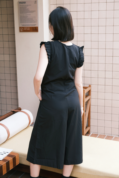 Camille Ruffle Wide-Leg Jumpsuit In Black