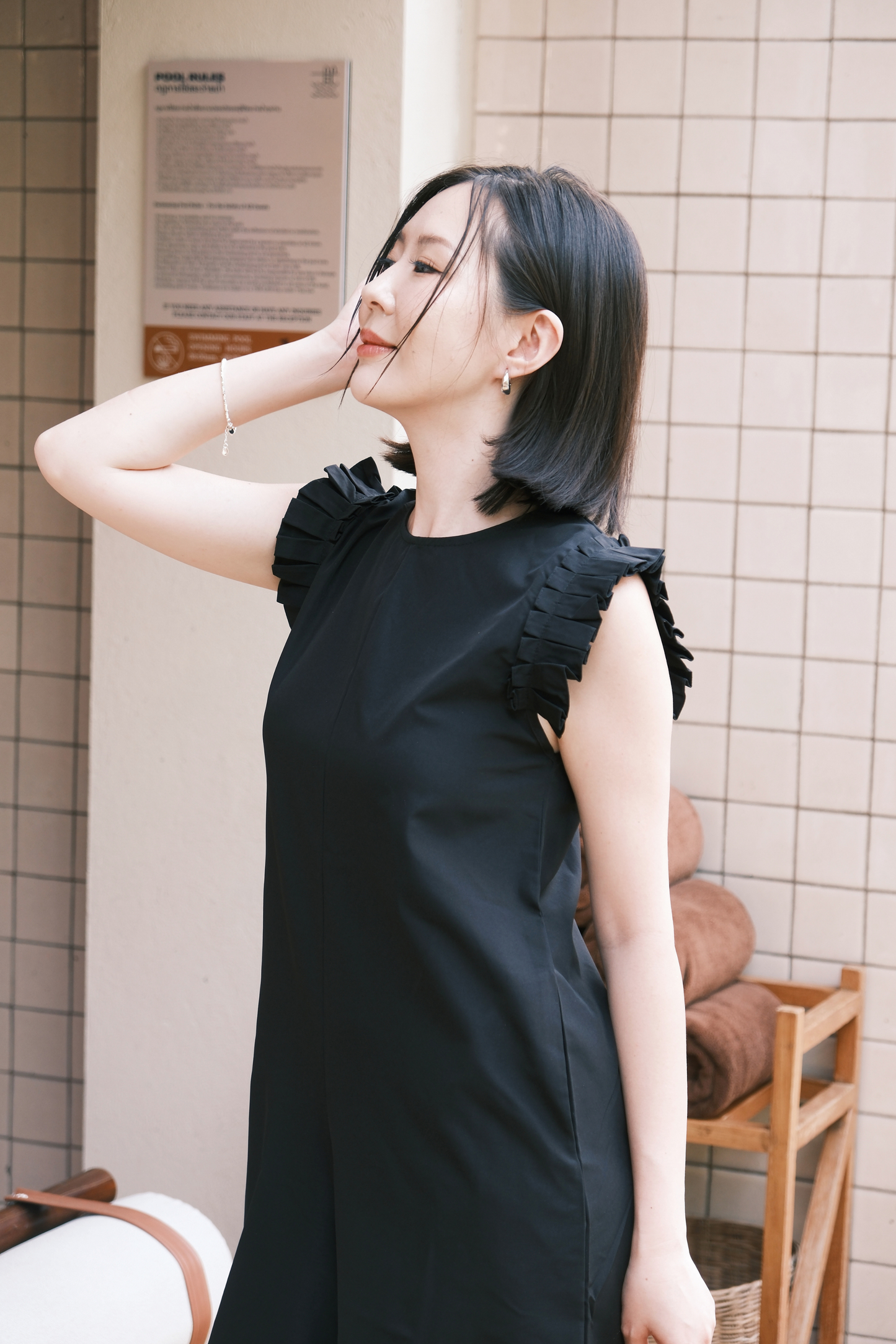 Camille Ruffle Wide-Leg Jumpsuit In Black