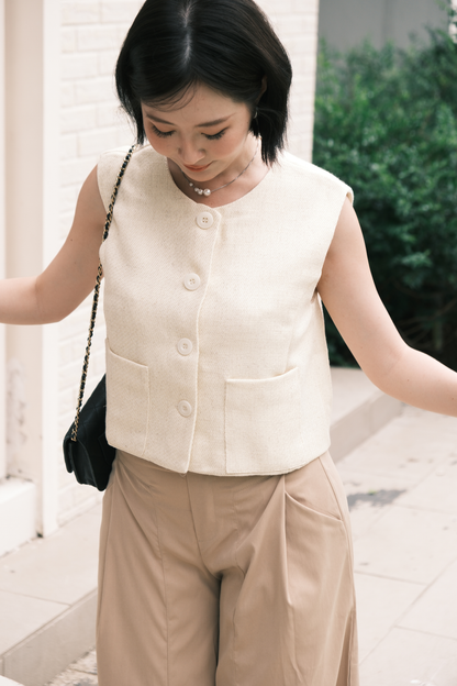 Lila Textured Button-Front Vest