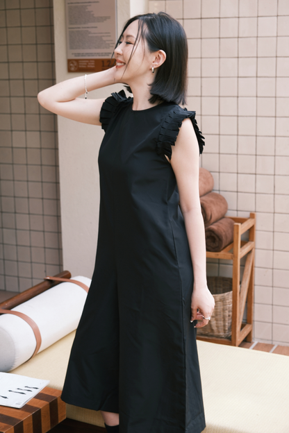 Camille Ruffle Wide-Leg Jumpsuit In Black