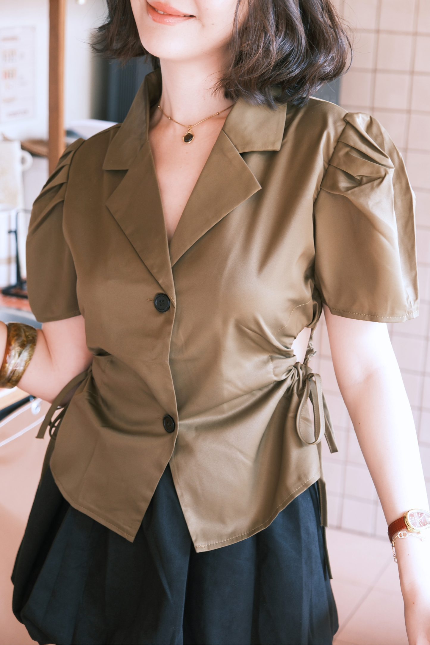 Sienna Muse Blazer Top in Dark Green