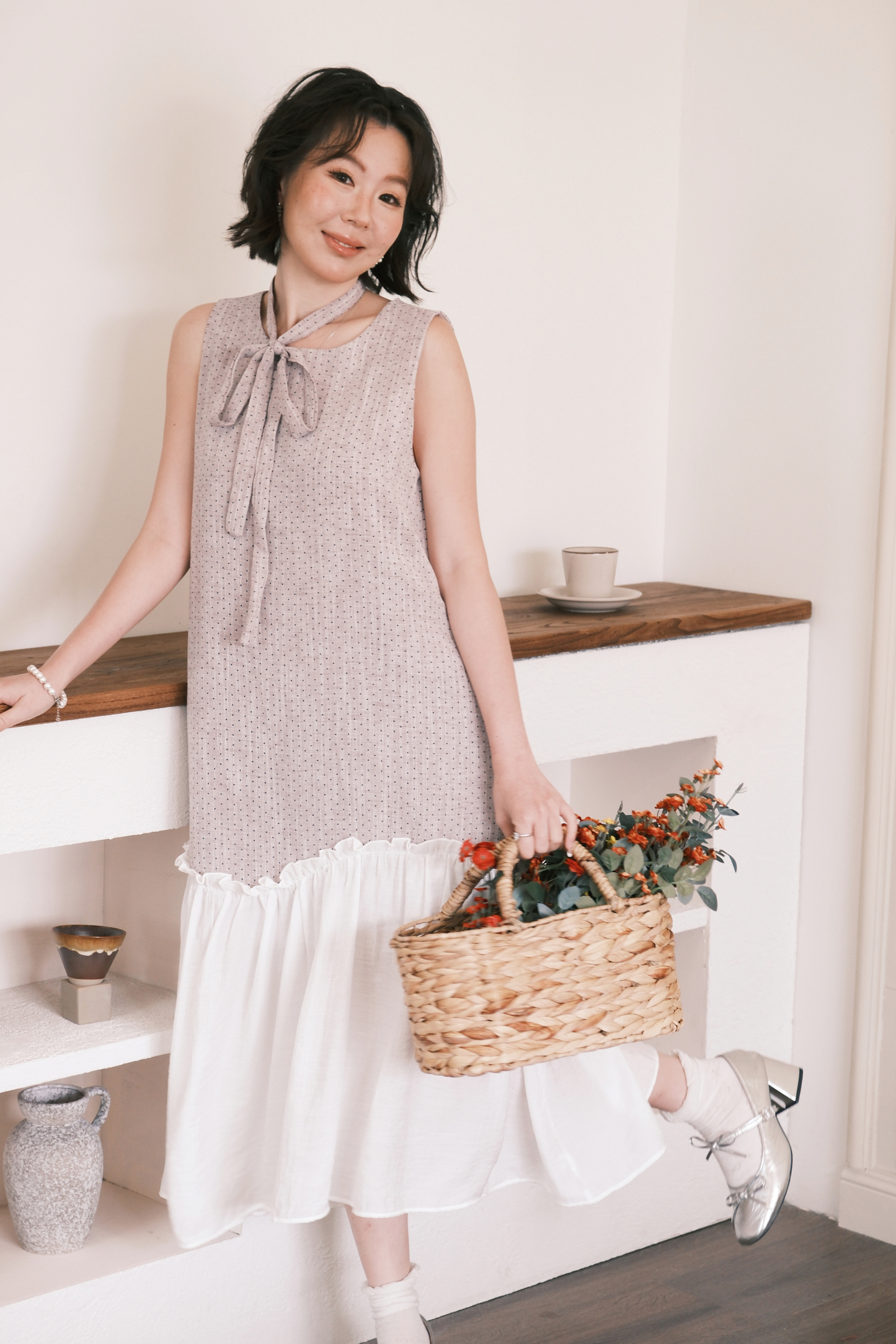 Aurelia Dot Maxi Dress in Lavender Mist