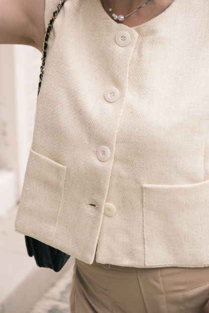 Lila Textured Button-Front Vest