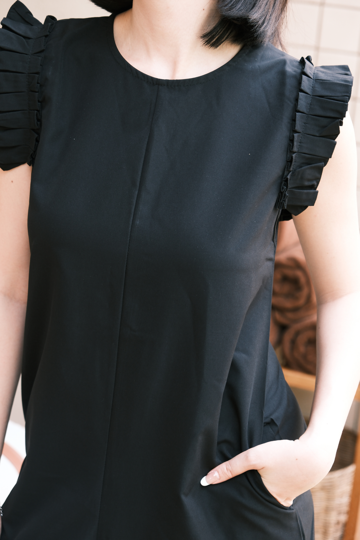 Camille Ruffle Wide-Leg Jumpsuit In Black