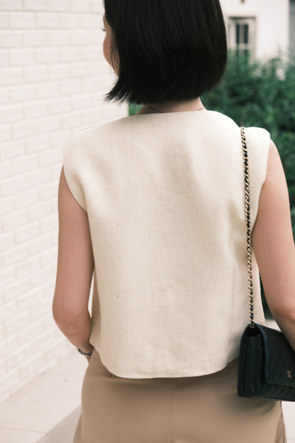 Lila Textured Button-Front Vest