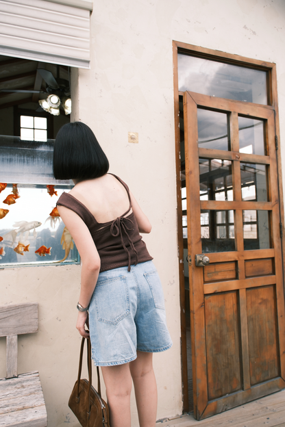Céline Back-Tie Knit Tank in Coffee