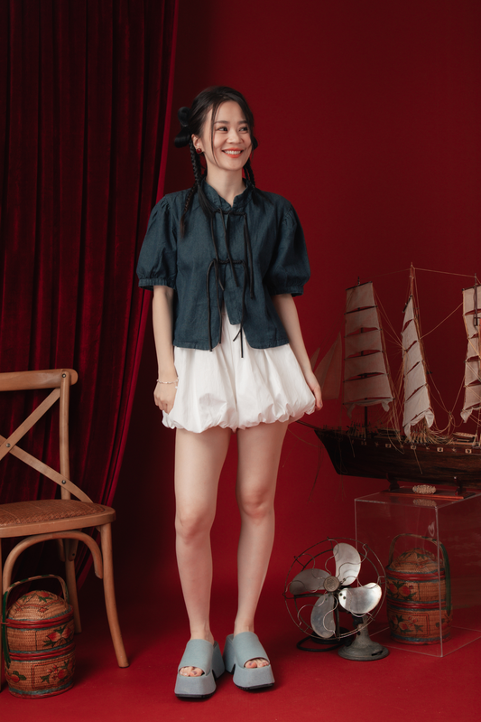 Aubrie Knot Denim Top