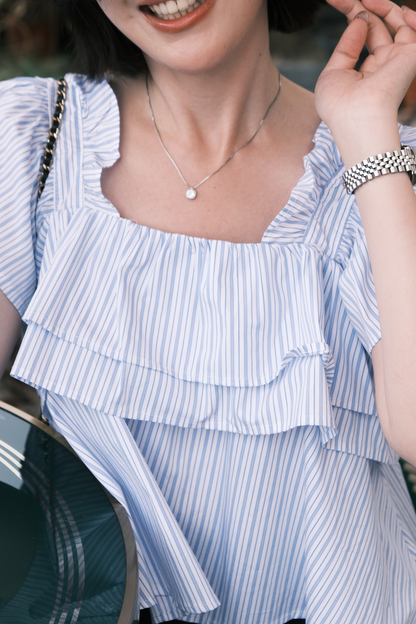 Isla Ruffle Off-Shoulder Top in Light Blue