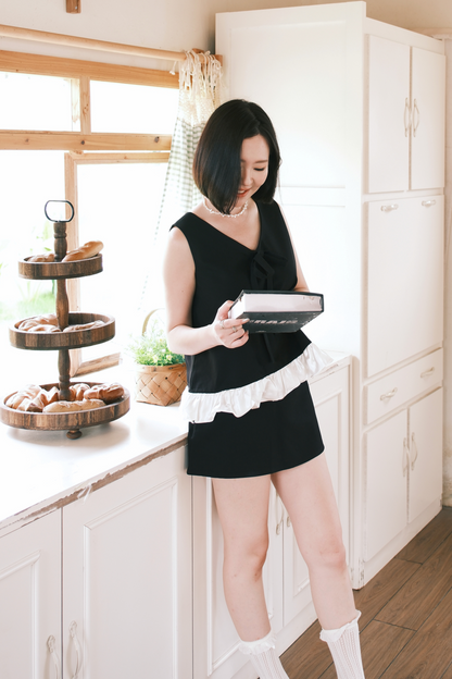 Émilie Ruffle Bow-Tie Top