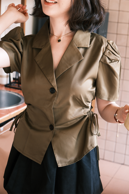 Sienna Muse Blazer Top in Dark Green
