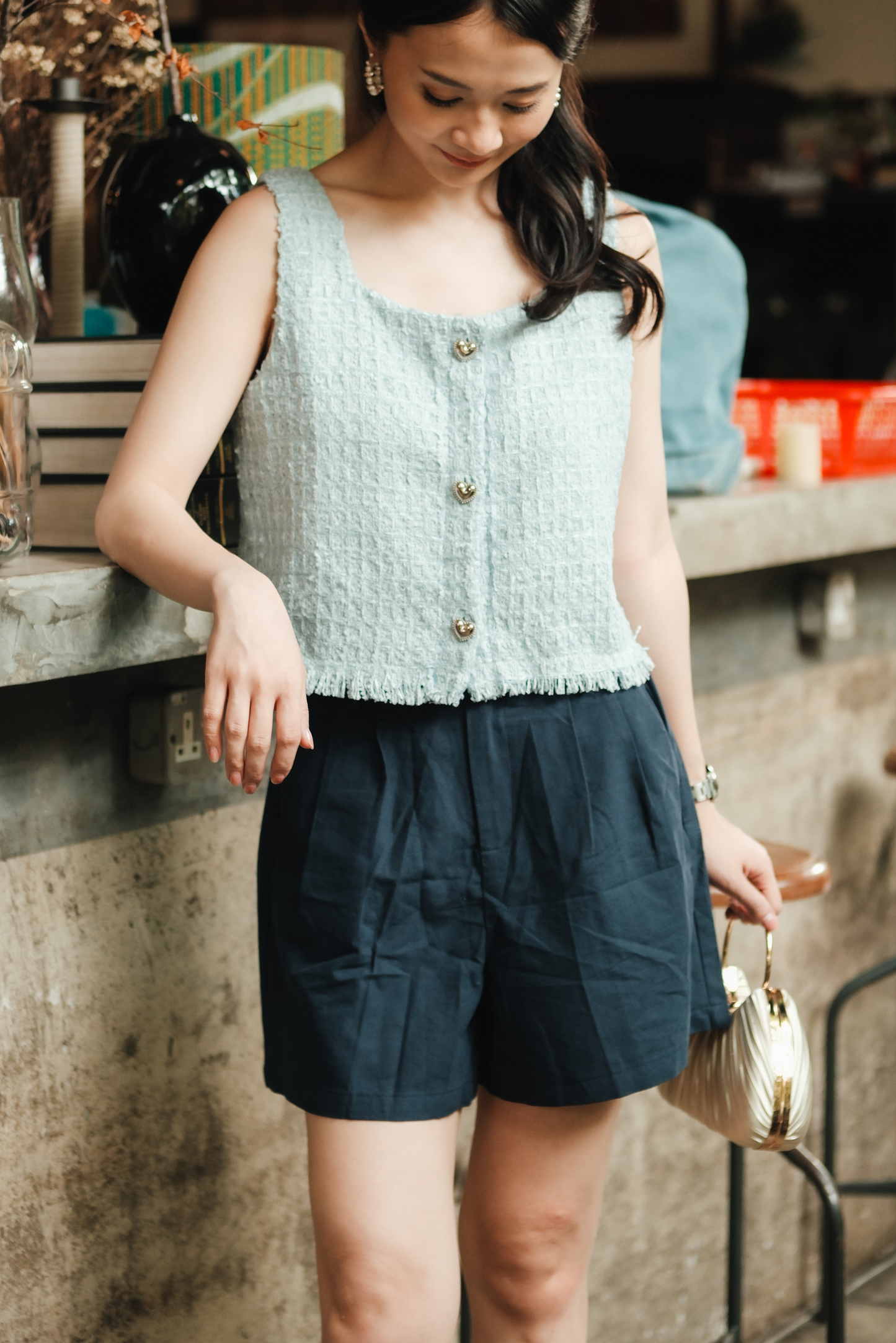 Sloane Everyday Cotton Shorts in Blue