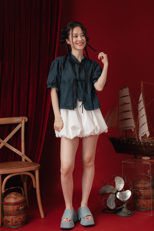 Aubrie Knot Denim Top