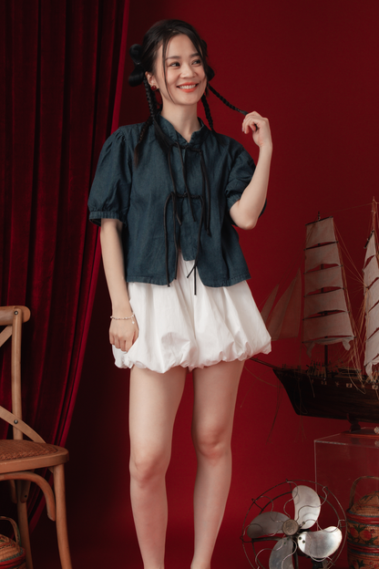 Cloudy Puff Bubble Shorts in White