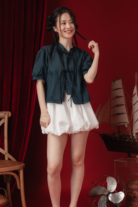 Cloudy Puff Bubble Shorts in White