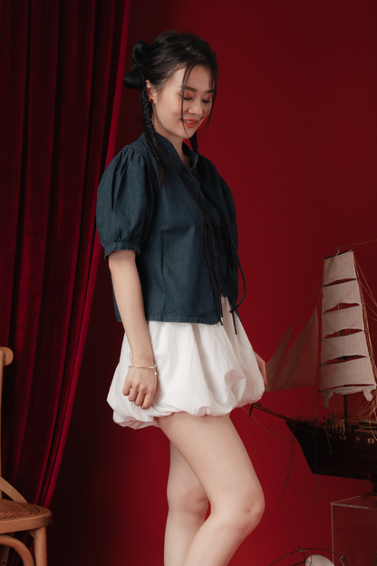 Cloudy Puff Bubble Shorts in White