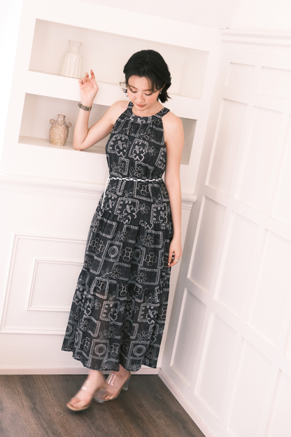 Santorini Embroidered Maxi Dress in Black