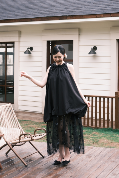 Seraphina Sheer Layered Dress in Black