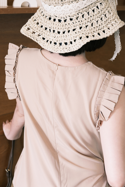 Camille Ruffle Wide-Leg Jumpsuit In Khaki