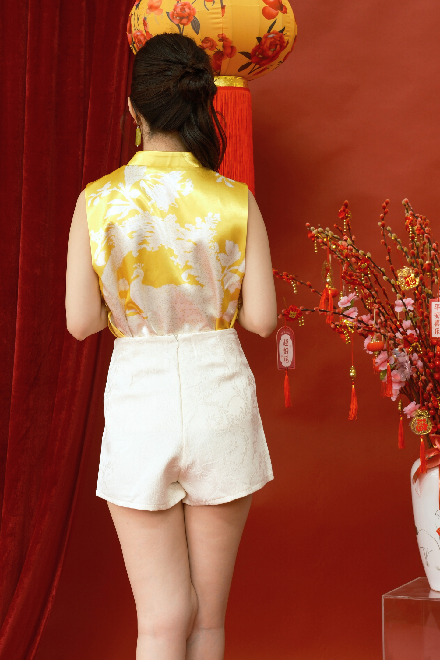 Luxe Jacquard A-Line Shorts in Beige (In-Stock)