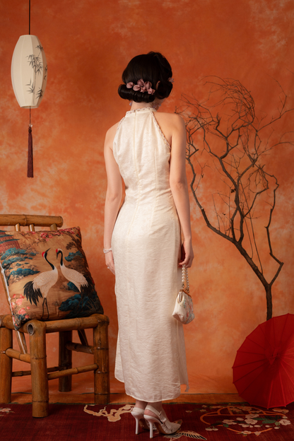 Linnea Iris Cheongsam Dress in Cream