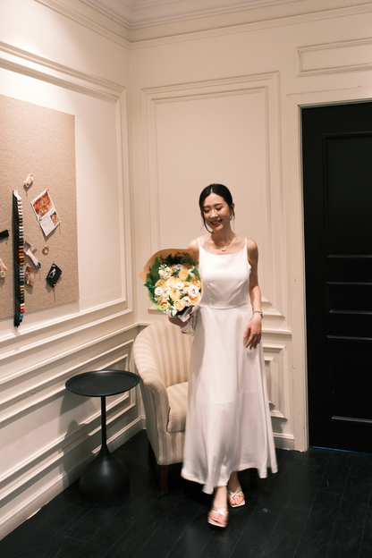 Clara Satin Grace Maxi Dress in White