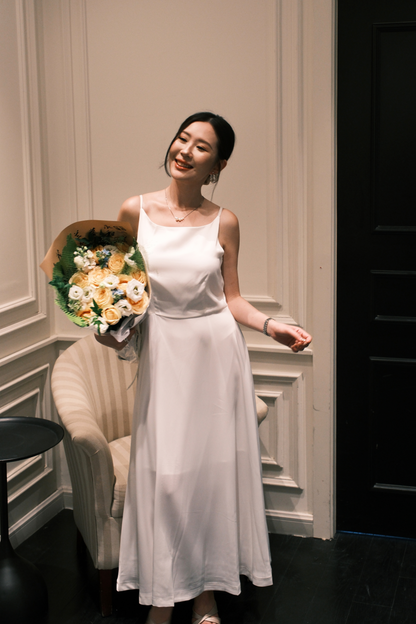 Clara Satin Grace Maxi Dress in White