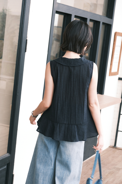 Arabella Ruffle Top in Dark Blue