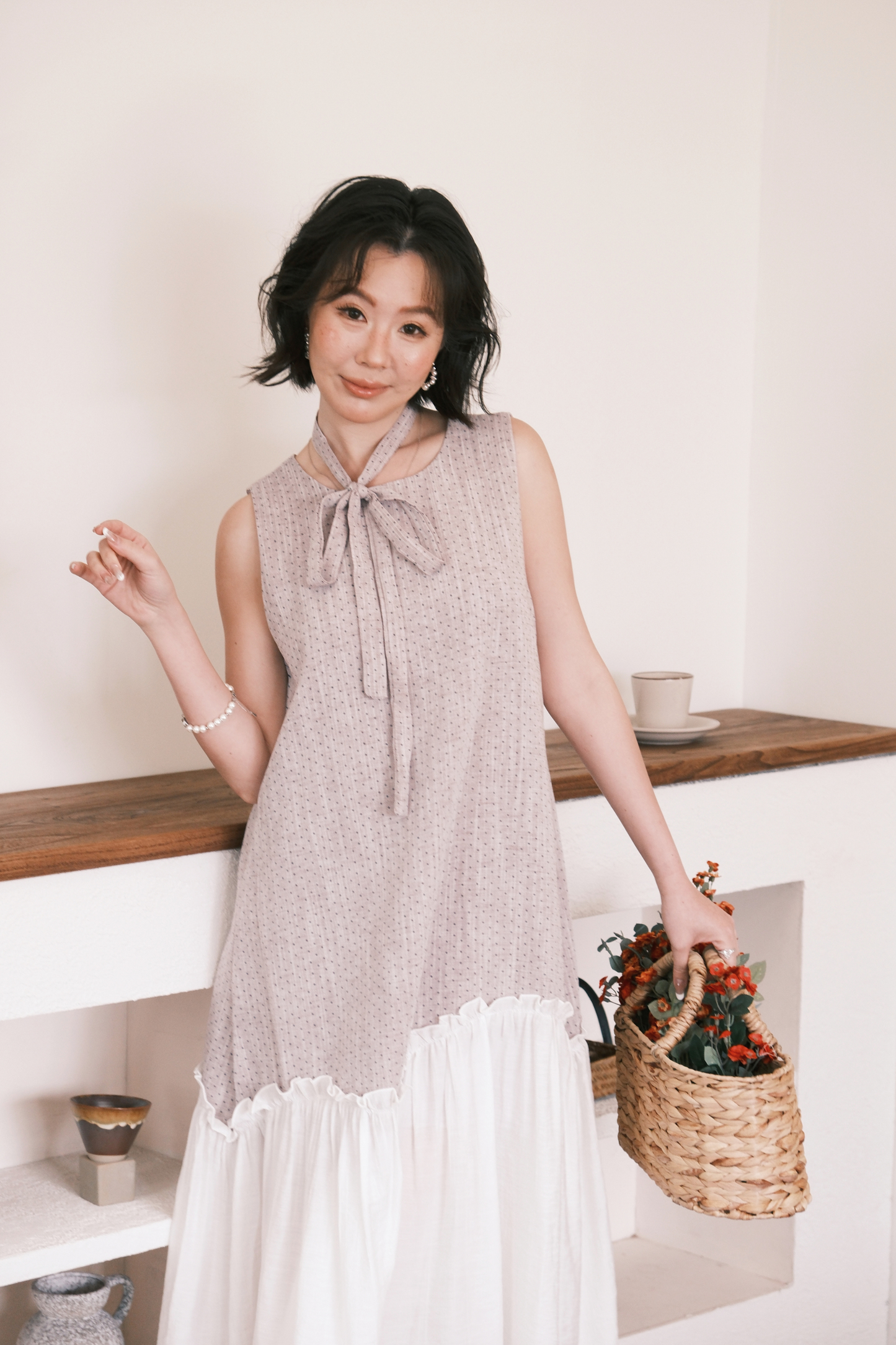 Aurelia Dot Maxi Dress in Lavender Mist