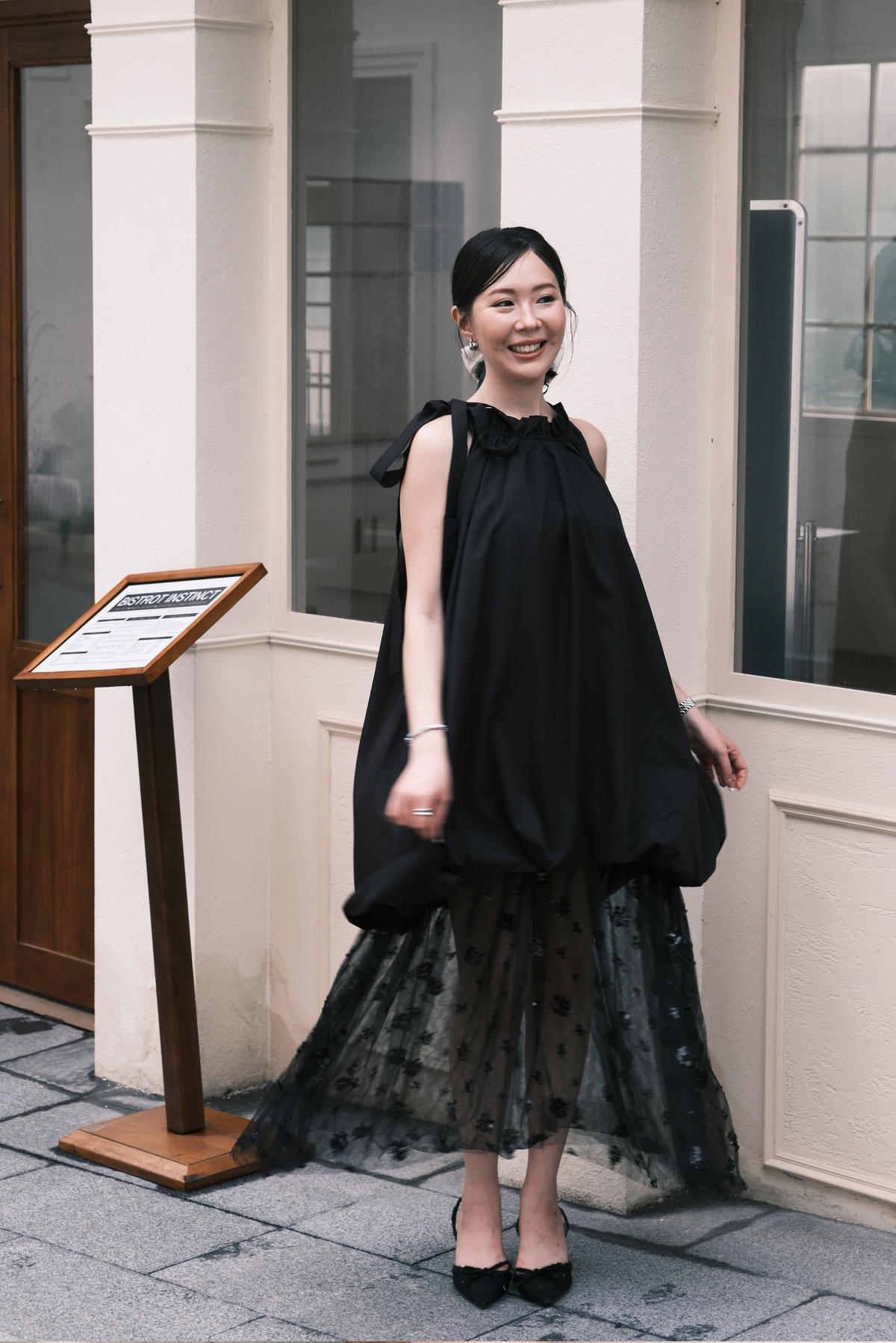 Seraphina Sheer Layered Dress in Black