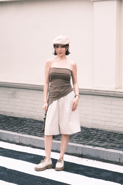 Luna Ruched Tube Top in Green