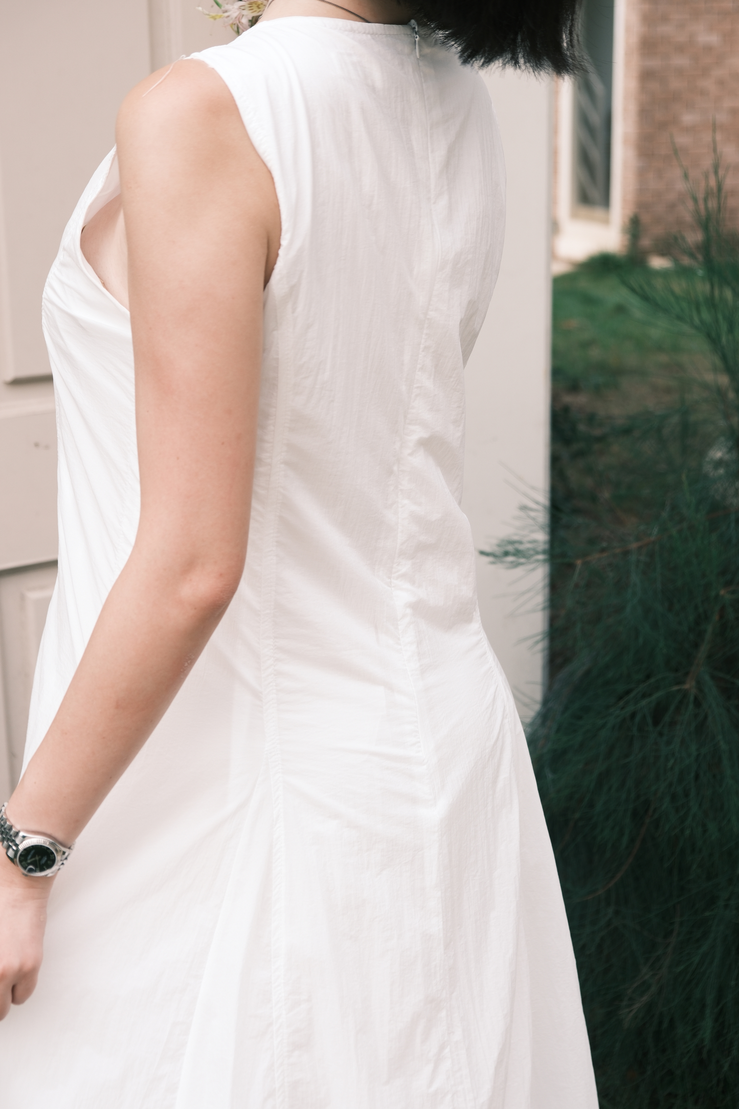 Amélie Cloud Hem Midi Dress in White