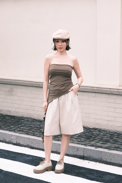 Luna Ruched Tube Top in Green