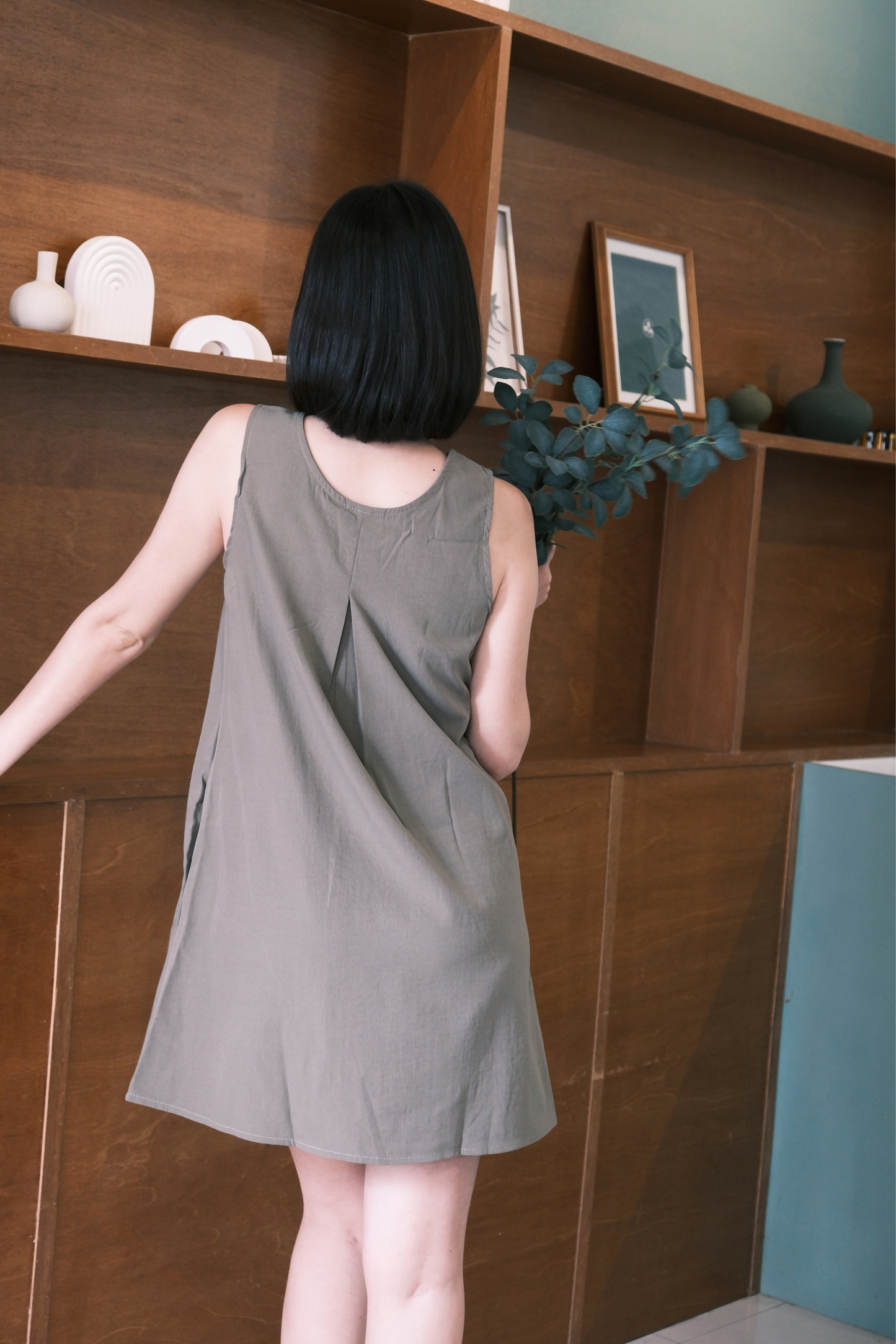 Elara Pleated Swing Mini Dress