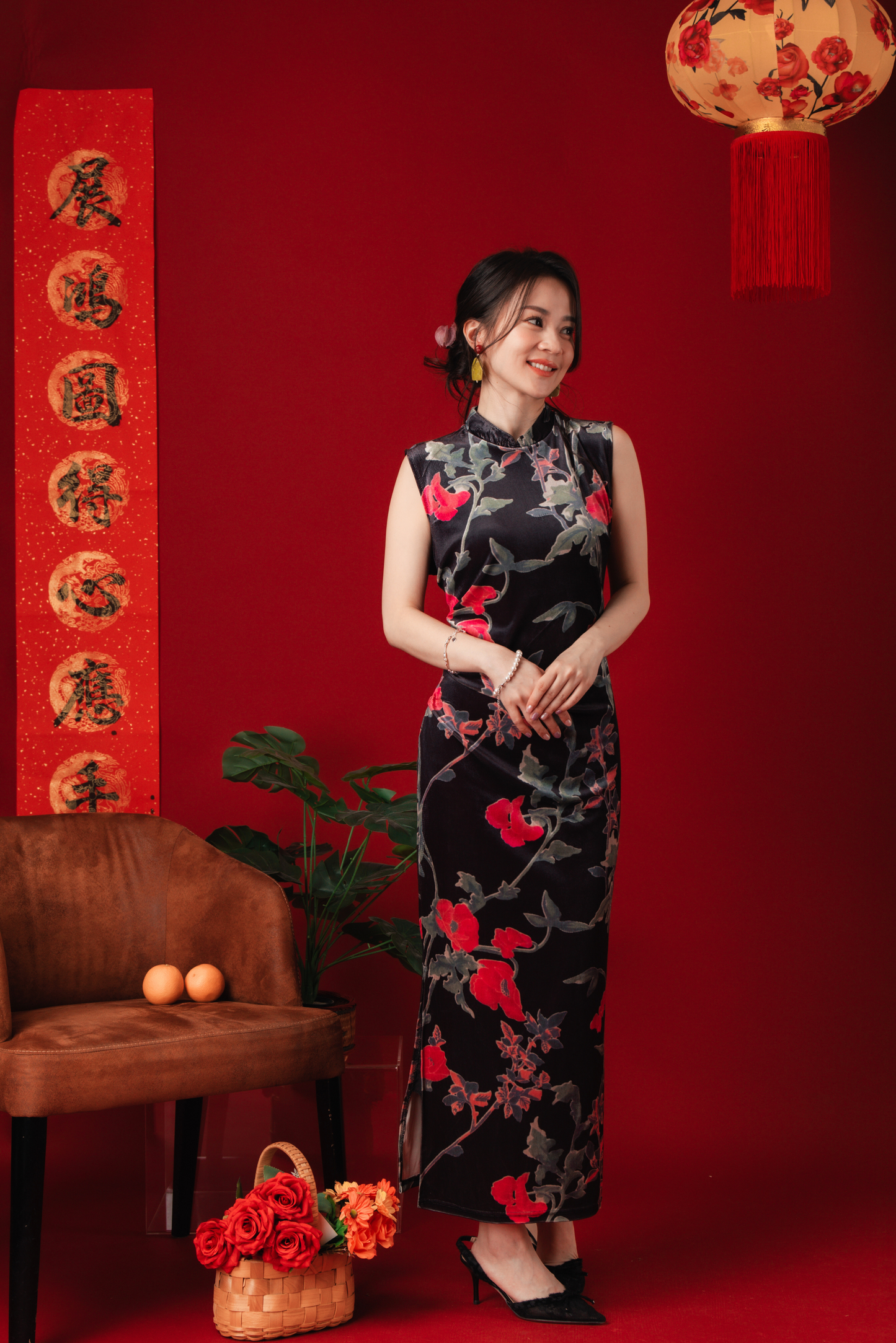 Veyna Velvet Blossom Cheongsam