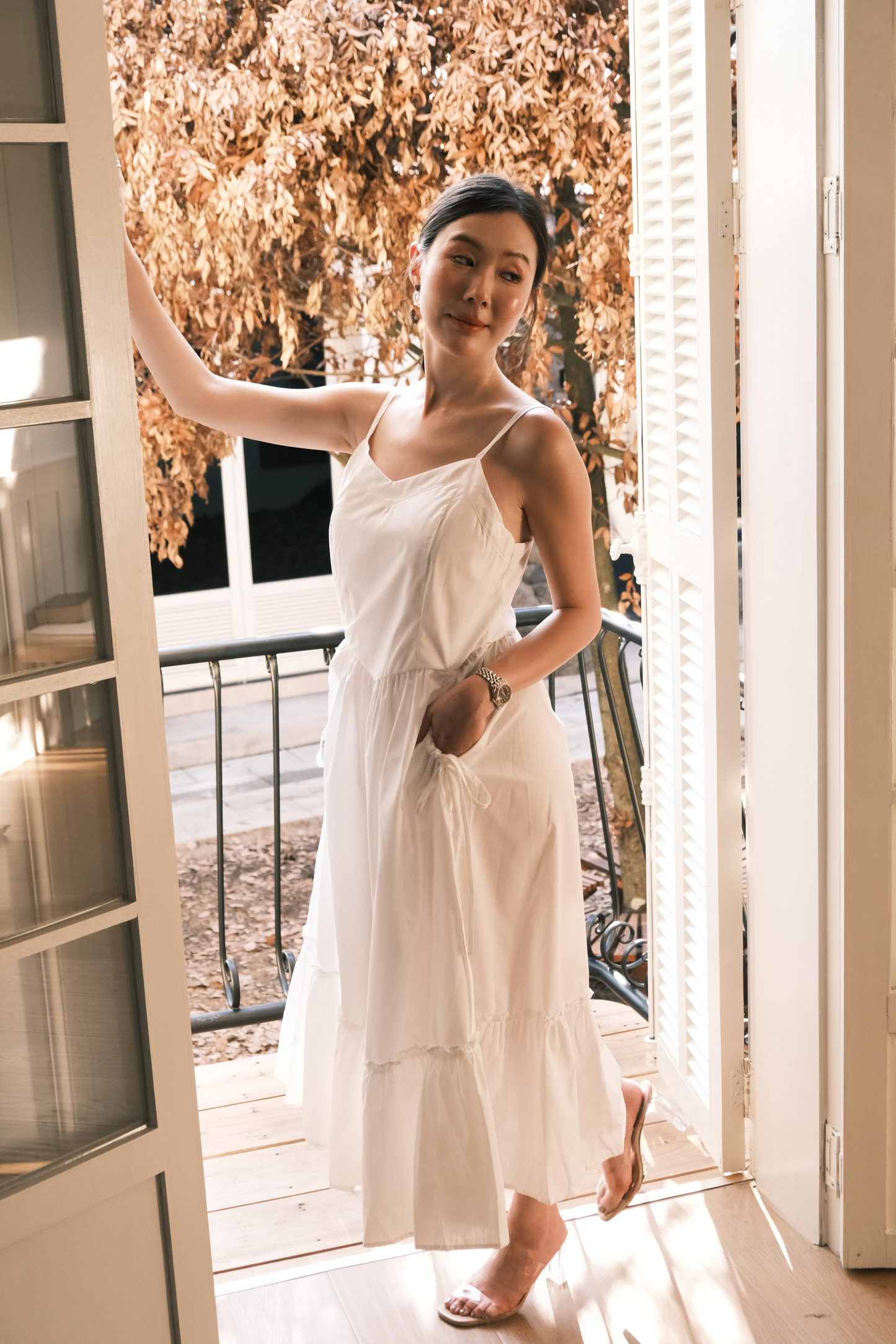 Éloise Ruffled Maxi Dress in White