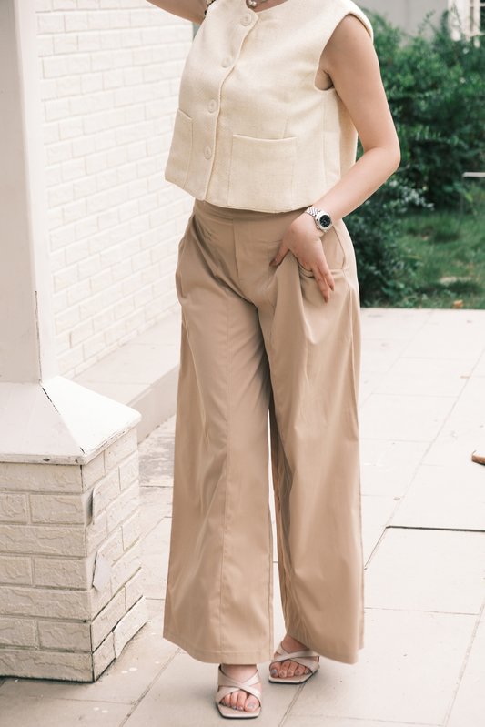 Soleil Draped Wide-Leg Trousers